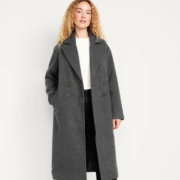 Old Navy Oversized Belted Coat Heather Gray Medium - Picture 1 of 3